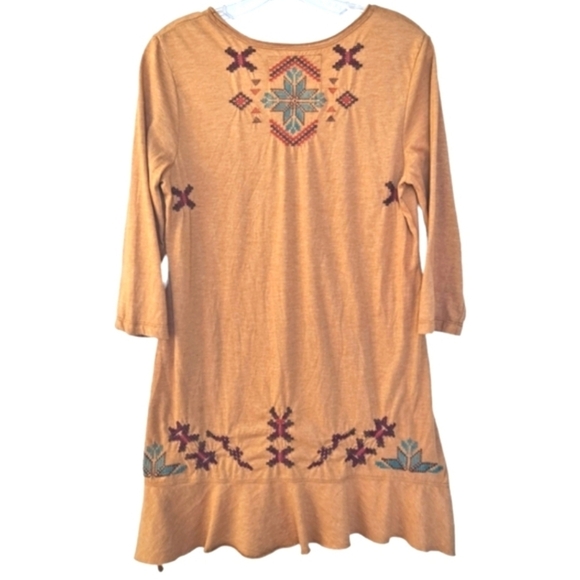 JOHNNY WAS Gillian Tunic Mustard Boho Southwestern Embroidered Top Women‎ Medium - Picture 5 of 9
